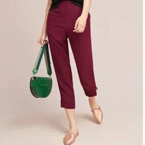 NWT: Anthropologie The Essential Slim Trousers- Size Medium- Plum
